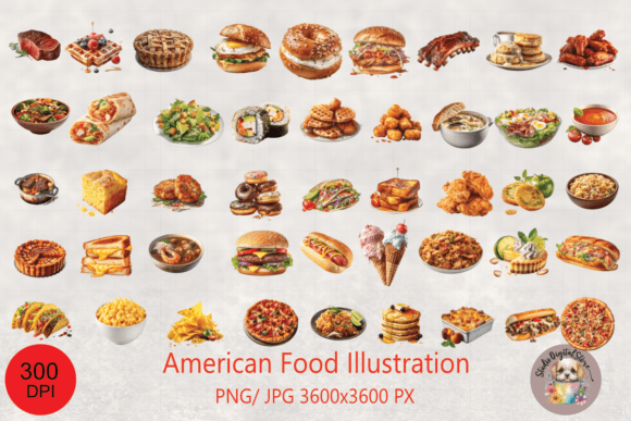Download American Foods Illustrations Transparent - Premium Bundle
