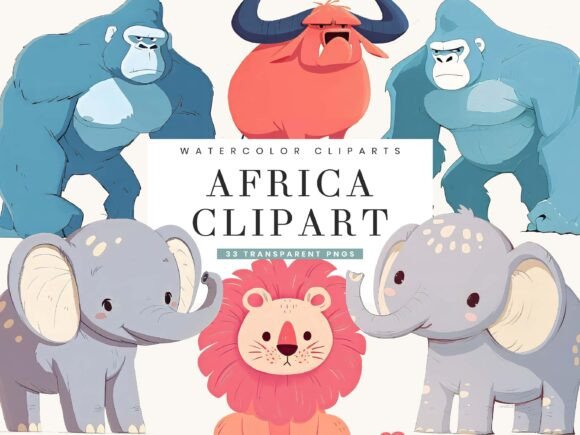 Download Watercolor Africa Animal Clipart Bundle - Africa Collection